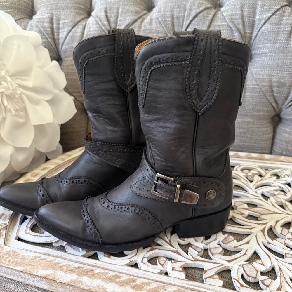 Old Gringo Black Leather Moto Harness Western Cowboy Boots Men’s 7 D Women’s 8.5